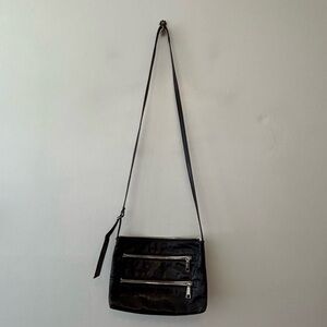 Hobo International Mara 3 zipper crossbody purse in black leather